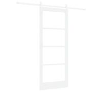 vidaXL Puerta Deslizante Orkdal con Hardware Blanco Madera Sólida Interior para Sala de Estar y Dormitorio Componentes Ajustables 83X202 cm Interior Moderna de Establo Semi-Opaque Contemporánea