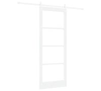 vidaXL Puerta Deslizante Orkdal con Hardware Madera Sólida y Vidrio Blanca 83X211 cm Interior para Cualquier Habitación Componentes Ajustables Interior y Moderno Juego Personalizable Acabado Mate