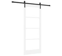 vidaXL Puerta Deslizante Orkdal con Hardware Madera Sólida & Cristal Blanca y Negra 83X202 cm Interior Pasillo Sala de Estar Componentes Ajustables Moderna Estilosa