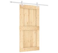 vidaXL Puerta Corredera, Puerta Colgante con Herrajes, Puerta de Establo, Decoración para Entrada de Casa Garaje, Madera Maciza de Pino 100x210 cm