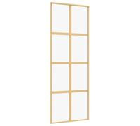 vidaXL Puerta corredera Panel de privacidad para granero Vidrio ESG transparente Aluminio dorado