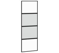 vidaXL Puerta Corredera, Puerta Corrediza, Panel de Privacidad, Puerta Decorativa para Granero Hogar, Vidrio Templado y Aluminio Negra