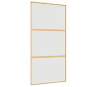vidaXL Puerta corredera dorada de vidrio ESG esmerilado y aluminio
