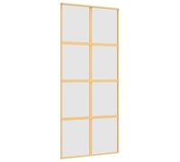 vidaXL Puerta Corredera, Puerta Corrediza, Panel de Privacidad, Puerta Decorativa para Granero Hogar, Vidrio ESG Esmerilado Aluminio Dorada