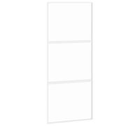 vidaXL Puerta Corredera, Puerta Corrediza, Panel de Privacidad, Puerta Decorativa para Granero Hogar, Vidrio Templado y Aluminio Blanca