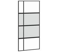 vidaXL Puerta corredera vidrio templado y aluminio negra 102,5x205 cm