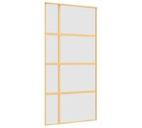 vidaXL Puerta Corredera, Puerta Corrediza, Panel de Privacidad, Puerta Decorativa para Granero Hogar, Vidrio ESG Esmerilado y Aluminio Dorada