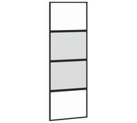 vidaXL Puerta Corredera, Puerta Corrediza, Panel de Privacidad, Puerta Decorativa para Granero Hogar, Vidrio Templado y Aluminio Negra
