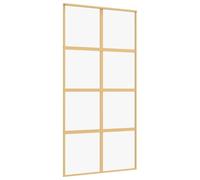 vidaXL Puerta corredera dorada de vidrio ESG transparente y aluminio