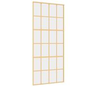vidaXL Puerta Corredera, Puerta Corrediza, Panel de Privacidad, Puerta Decorativa para Granero Hogar, Vidrio ESG Transparente y Aluminio Dorada