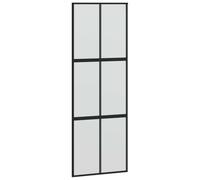vidaXL Puerta corredera vidrio templado y aluminio negra 76x205 cm