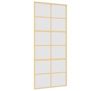 vidaXL Puerta corredera dorada vidrio ESG esmerilado aluminio 90x205cm