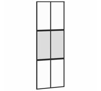 vidaXL Puerta Corredera, Puerta Corrediza, Panel de Privacidad, Puerta Decorativa para Granero Hogar, Vidrio Templado y Aluminio Negra