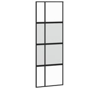vidaXL Puerta corredera vidrio templado y aluminio negra 76x205 cm