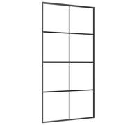 vidaXL Puerta Corredera Rail Guía Deslizante Moderna Sala de Estar Salón Baño Cristal Ahorra Espacio de Aluminio y Vidrio ESG Negro