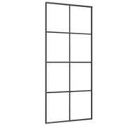 vidaXL Puerta Corredera Rail Guía Deslizante Moderna Salón Sala de Estar Baño Cristal Ahorra Espacio de Aluminio y Vidrio ESG Negro