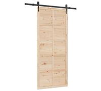 VidaXL - Puerta corredera rectangular (80 x 208 cm), color marrón rústico de madera de pino maciza, interior ajustable, estilo granja, con textura lisa, componentes de acero incluidos, perfecto para
