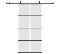 vidaXL Puerta corredera Set herrajes Negra 102,5x205 cm ESG Vidrio, Puerta Interior, Puerta corrediza de Granero, Puerta corrediza Interior