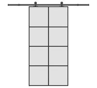 vidaXL Puerta corredera set herrajes vidrio ESG aluminio 102,5x205 cm