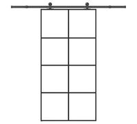 vidaXL Puerta corredera set herrajes vidrio ESG aluminio 102,5x205 cm
