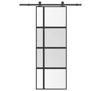 vidaXL Puerta corredera set herrajes vidrio templado aluminio 76x205cm