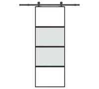 vidaXL Puerta corredera set herrajes vidrio templado aluminio 76x205cm