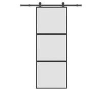 vidaXL Puerta corredera set herrajes vidrio templado aluminio 76x205cm