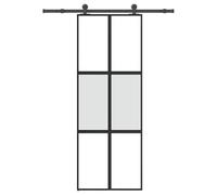 vidaXL Puerta corredera set herrajes vidrio templado aluminio 76x205cm