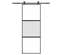 vidaXL Puerta corredera set herrajes vidrio templado aluminio 76x205cm