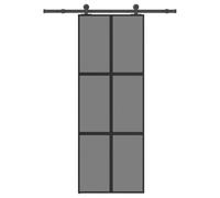 vidaXL Puerta corredera set herrajes vidrio templado aluminio 76x205cm, puerta corrediza sobre riel, puerta corrediza interna, puerta corrediza interior