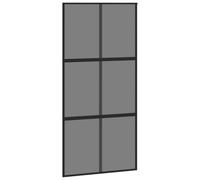 vidaXL Puerta corredera vidrio templado y aluminio negra 102,5x205 cm