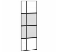 vidaXL Puerta corredera vidrio templado y aluminio negra 76x205 cm
