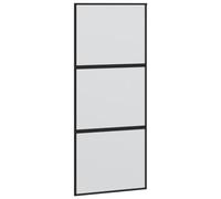 vidaXL Puerta corredera vidrio templado y aluminio negra 90x205 cm