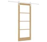 Puerta Corrediza vidaXL con Juego de Hardware "ORKDAL" Madera Maciza y Cristal, Puerta Interior vidaXL con Cristal "ORKDAL" 83x211x4 cm Madera Maciza de Pino