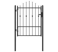 vidaXL Puerta de cerca HORST 100 x 125 cm Metal Negro Con cerradura, Puerta de seguridad para exteriores, valla metálica moderna, resistente, elegante y a prueba de clima
