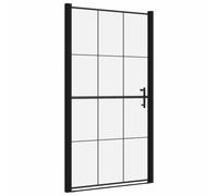 vidaXL Puerta de ducha de vidrio templado negro 100x178 cm
