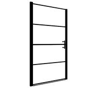 vidaXL Puerta de Ducha Mampara Cabina Cierre Baño Transparente Accesorios Bañera Apertura Central de Vidrio Templado Esmerilado Negra 81x195 cm