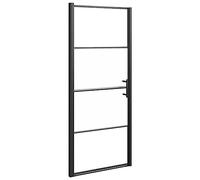 vidaXL Puerta de ducha vidrio semiesmerilado negro 91x195 cm