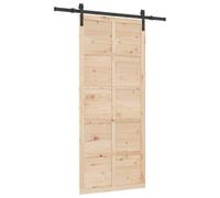 vidaXL Puerta de granero 80 x 208 cm, estilo deslizante marrón rústico, hecha de madera de pino maciza. Para uso en interiores, con diseño de granja y mecanismo deslizante, ideal para la sala de est