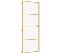 vidaXL Puerta de interior dorada vidrio templado y aluminio 76x201,5cm