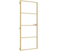 vidaXL Puerta de Interior, Puerta de Panel, Panel de Privacidad, Puerta Decorativa para Dormitorio Baño, Vidrio Templado y Aluminio Dorada