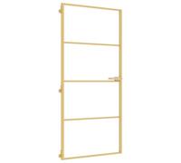 vidaXL Puerta de interior dorada vidrio templado y aluminio 93x201,5cm