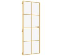 vidaXL Puerta de Interior, Puerta de Panel, Panel de Privacidad, Puerta Decorativa para Dormitorio Baño, Vidrio Templado y Aluminio Dorada