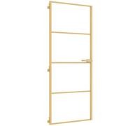 vidaXL Puerta de interior dorada vidrio templado y aluminio 83x201,5cm