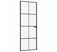 vidaXL Puerta de interior vidrio templado y aluminio negro 76x201,5 cm