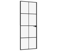 vidaXL Puerta de interior vidrio templado y aluminio negro 76x201,5 cm