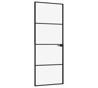 vidaXL Puerta de Interior Vidrio Templado y Aluminio Negro 76x201,5 cm