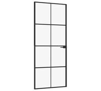 vidaXL Puerta de interior vidrio templado y aluminio negro 83x201,5 cm