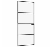 vidaXL Puerta de interior vidrio templado y aluminio negro 83x201,5 cm