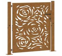 vidaXL Puerta de jardín 100x100 cm de acero corten con diseño de llamas